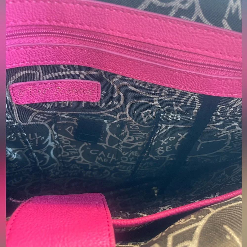 Betsey Johnson Pink and Black Quilted Laptop Bag